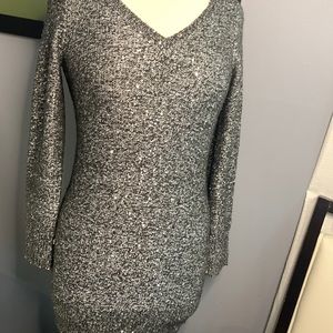 Gray/Black with. silver sequins. Long sleeve XS
